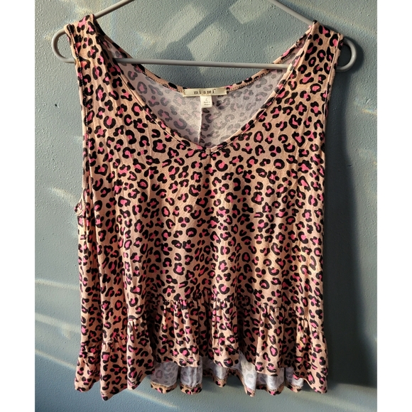 Pink & Tan Leopard Print Tank, L - Picture 1 of 4